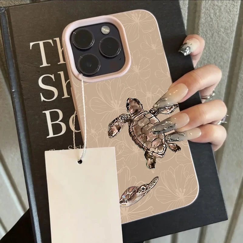 Patterned Turtle Lychee Case for iPhone 17 16 15 14 13 12 Pro Max