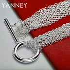 925 Sterling Silver 8-inch Heart Braided Bracelet Women Wedding Jewellery