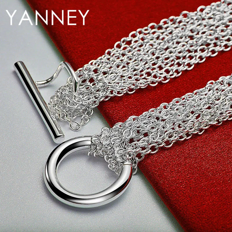 925 Sterling Silver 8-inch Heart Braided Bracelet Women Wedding Jewellery