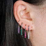 1 Pair Stainless Steel Colourful Zircon Square Dangle Earrings Punk