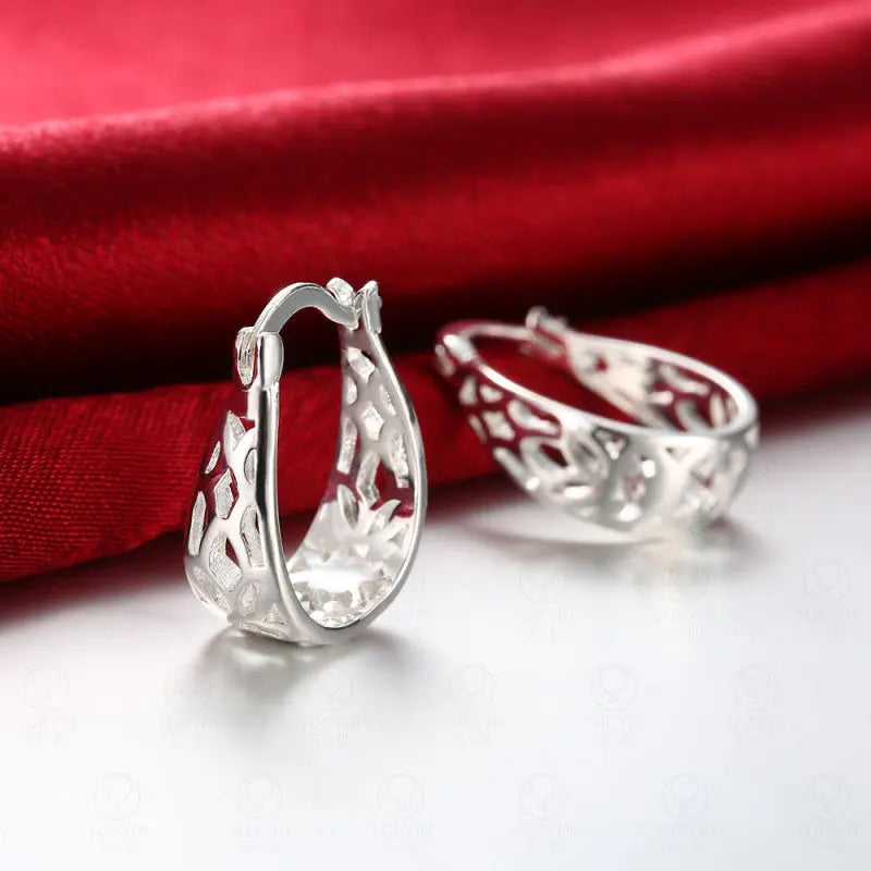925 Sterling Silver 21mm U Hoop Earrings Women Fashion Engagement Jewellery