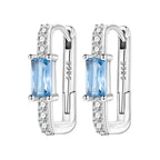 925 Sterling Silver Sparkling Blue Yellow Zircon Hoop Earrings Jewellery Gift