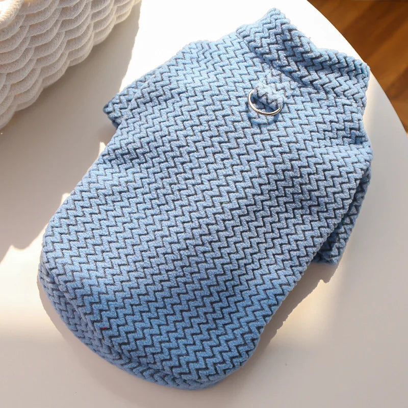 Half Zip Pet Sweater Winter Clothes Hairless Cat Small Medium Dog Pullover