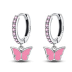 925 Sterling Silver Pink Sweet Bow Drop Earrings Trendy Anniversary Jewellery