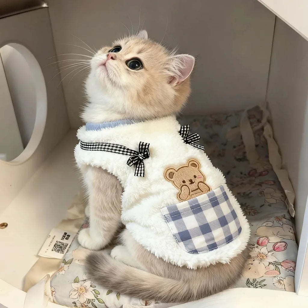 Plush Fleece Pet Vest Soft Warm Dog Cat Sweater Adjustable Winter Clothing