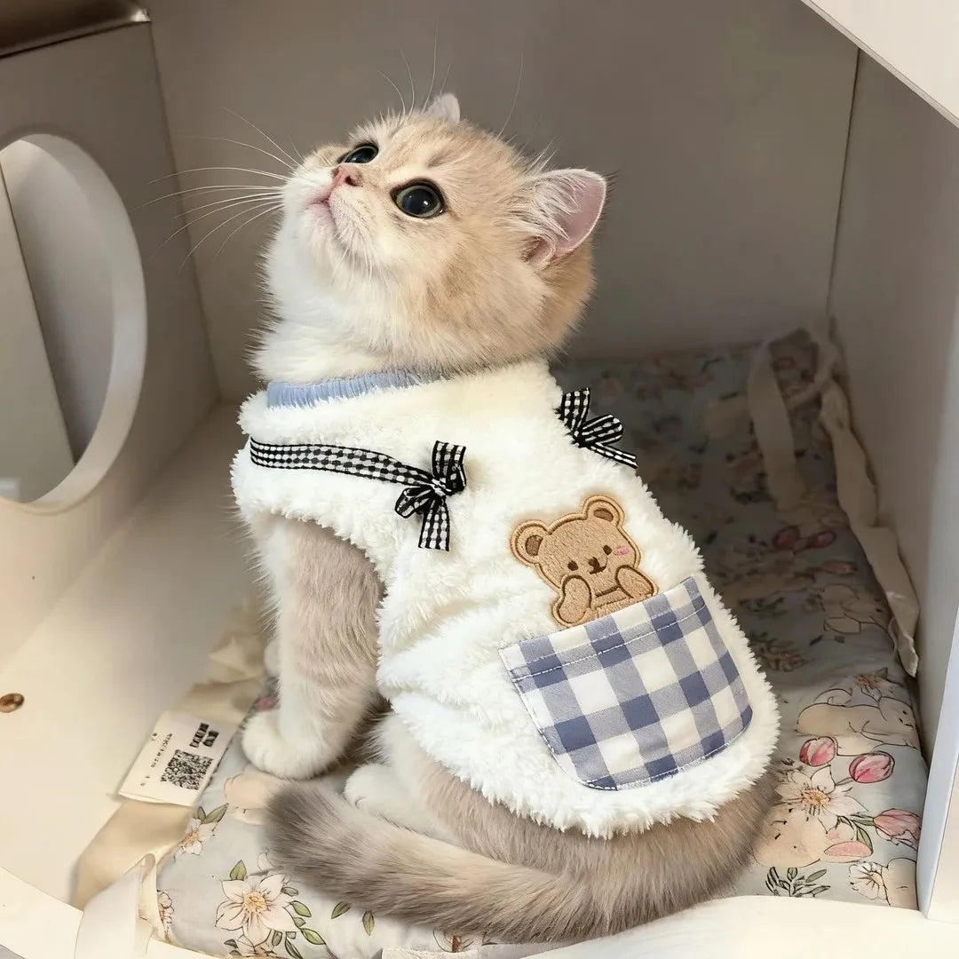 Plush Fleece Pet Vest Soft Warm Dog Cat Sweater Adjustable Winter Clothing