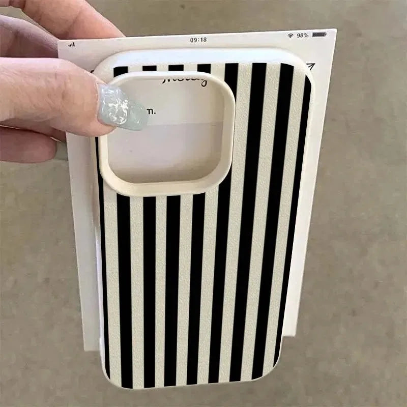 Minimalist Striped Case for iPhone 17 16 15 14 13 12 Pro Max Plus