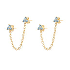 New Stainless Steel Cubic Zirconia Link Chain Ear Studs Triangle