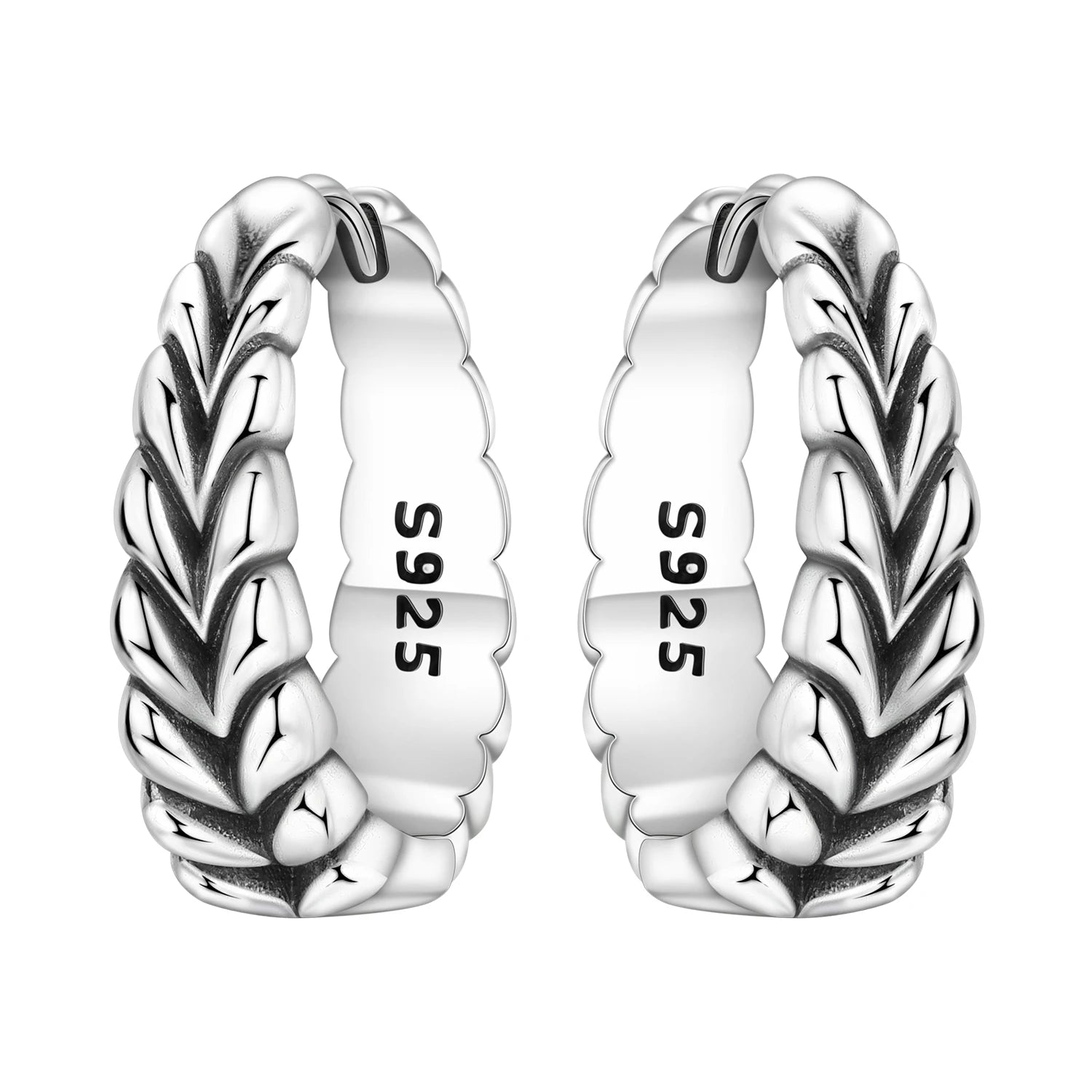 925 Sterling Silver Vintage Vine Versatile Hoop Earrings Fine Birthday Gift