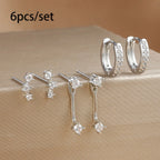 3 Pairs Exquisite Zircon Little Huggies Hoop Earrings Set Steel