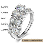 Full Moissanite Diamond Wedding Ring 18K White Gold Plated 925 Silver Band