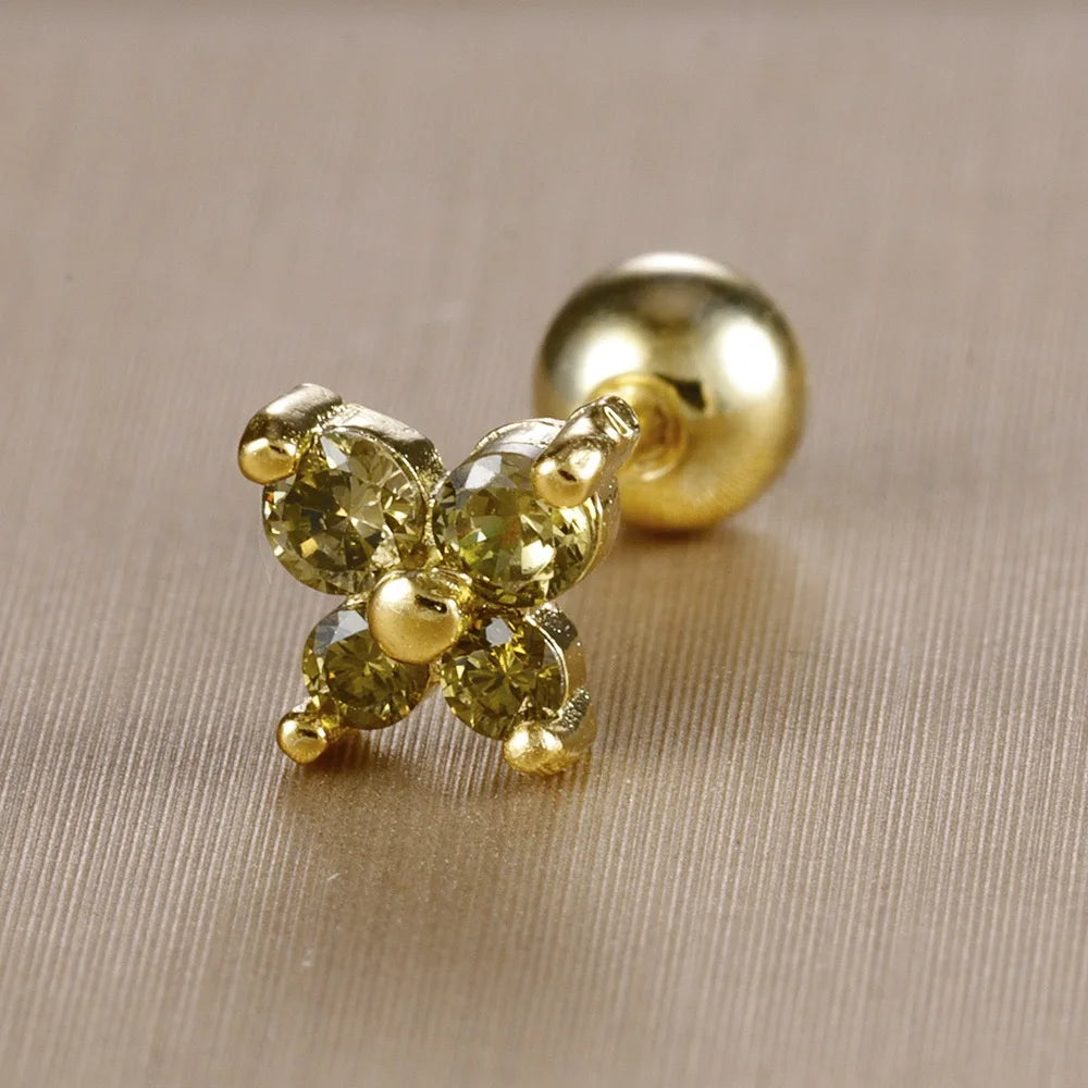 1PC Stainless Steel Birthstone Mini Stud Earrings 12 Constellation