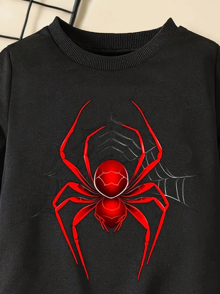 Boys Spiderman Print Sweatshirt & Pants 2pc Suit Kids Long Sleeve Set