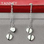 925 Sterling Silver 45mm Tassel Heart Earrings Women Wedding Engagement Gift