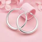 925 Sterling Silver Heart & Round Hoop Earrings Women Charm Party Jewellery