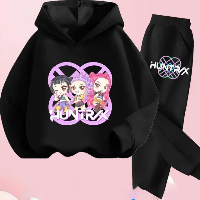Toddler Girls Kpop Demon Hunters Fashion Hoodie & Sweatshirt Set Kids Suit