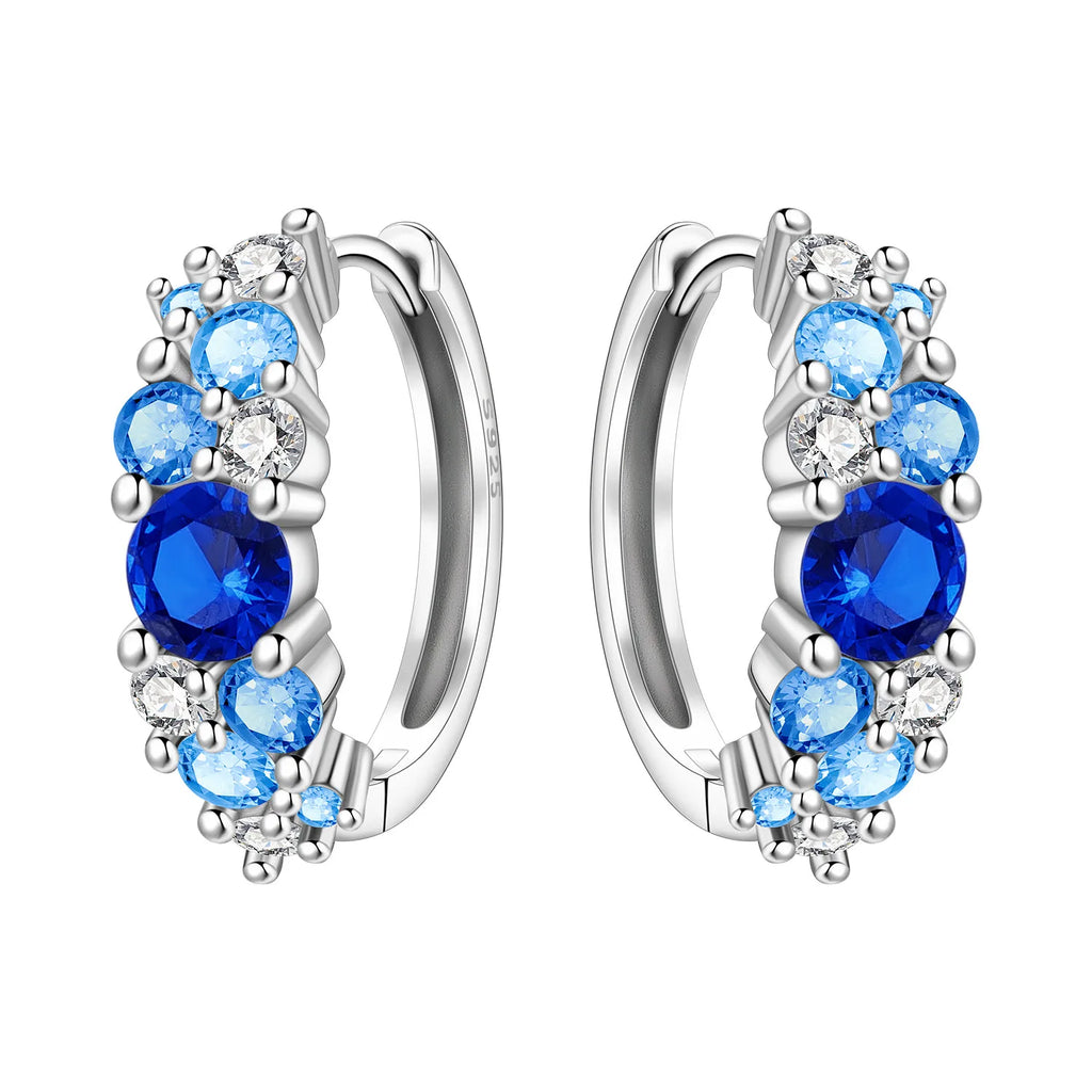 925 Sterling Silver Vine Love Black Zirconia Hoop Earrings Trendy Jewellery