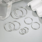 925 Sterling Silver 3mm Thick Hoop Earrings Women 3.5/5/6cm Luxury Jewellery