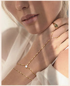 Stainless Steel Hand Chain Ring Bracelet for Women, Adjustable Gold Plated Doule-layer Bracelets, Christmas Party Jewelry