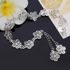 20cm Beautiful Flowers Bracelet 925 Sterling Silver Classic Wedding Jewellery