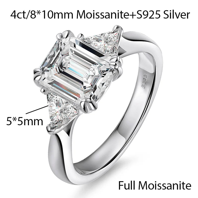 4ct Lab Grown Ruby Colombian Emerald Ring 925 Sterling Silver Moissanite Band