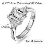 4ct Lab Grown Ruby Colombian Emerald Ring 925 Sterling Silver Moissanite Band