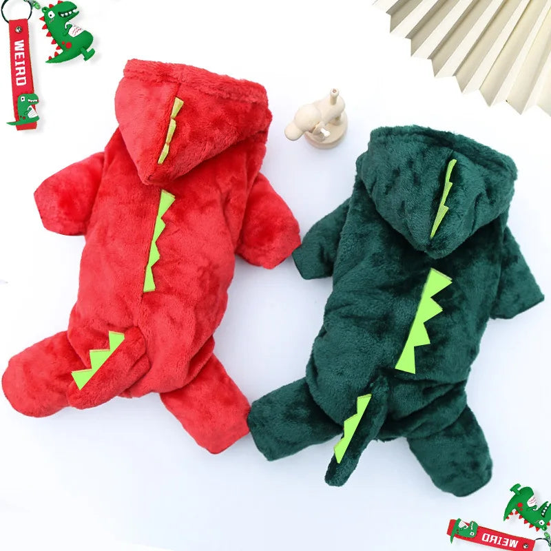 Dinosaur Plush Pet Costume Warm Cat Dog Party Cosplay Clothing Outfit