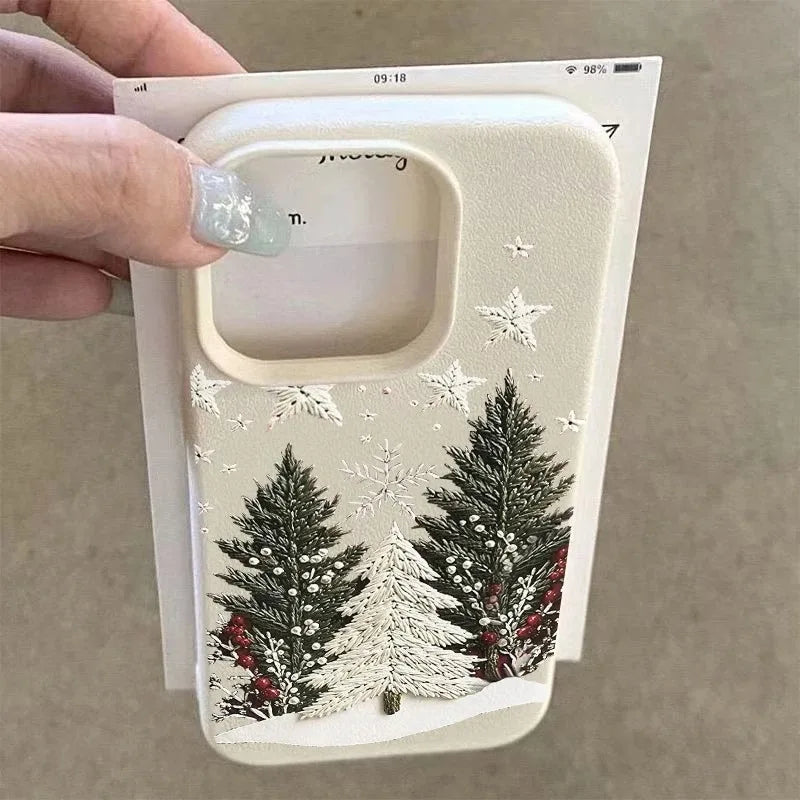 Christmas Tree Lychee Case for iPhone 17 16 15 14 13 12 Pro Max