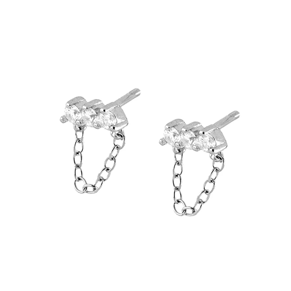 New Stainless Steel Zirconia Hoop Earring Cloud Star Moon Chain Pendant