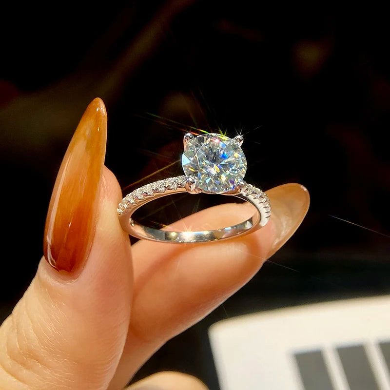 DWJ Luxury 1-5ct Moissanite Diamond Rings for Women Big Solitaire Wedding Real 925 Sterling Silver Luxury Designer Fine Jewelry