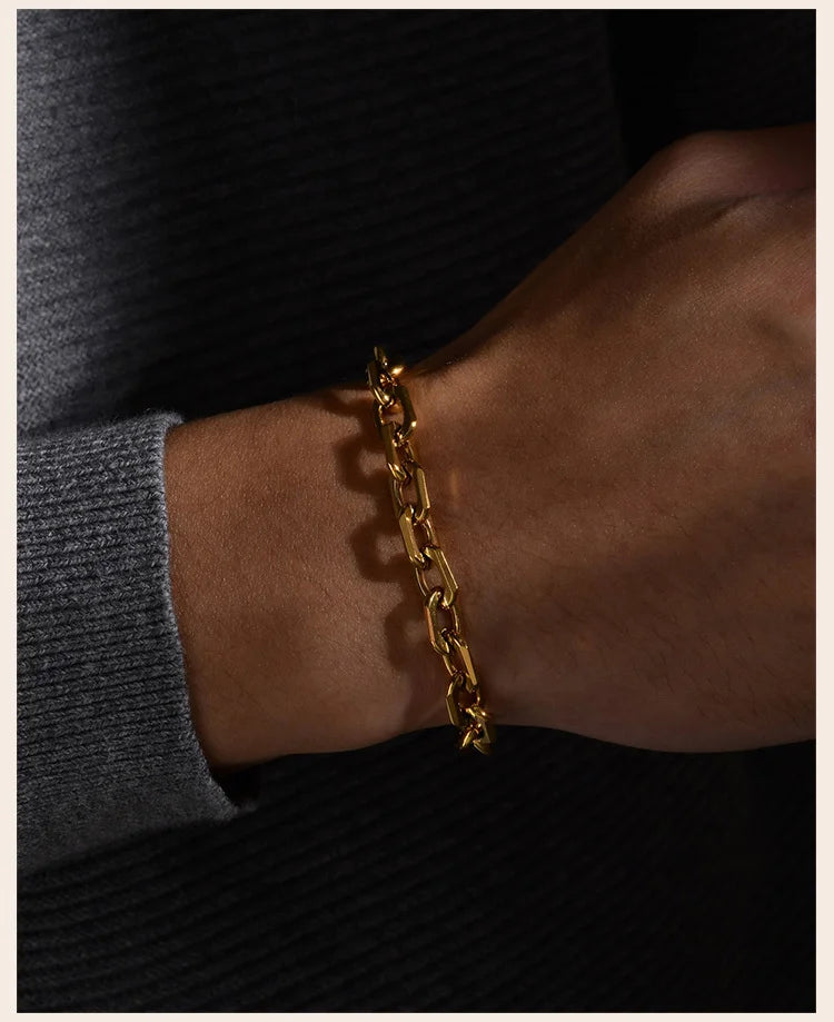 Stainless Steel Chain Bracelet for Women Men Layered Jewelry