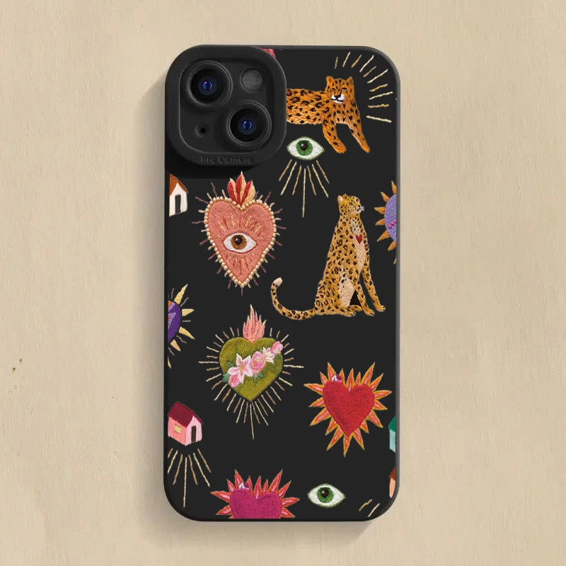 Floral Leopard Eyes Case for Samsung Galaxy S26 S25 S24 S23 A16