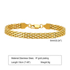 Mesh Link Chain Stainless Steel Bracelet for Women, 3mm/4mm/6mm Gold Plated Italian Chain Wristband Gift Jewelry, Non Tarnis