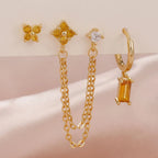 3PCS Exquisite Stainless Steel 12 Constellation Birthstone Earrings Set