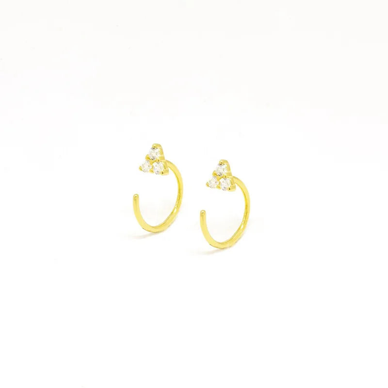 New Stainless Steel Cubic Zirconia Link Chain Ear Studs Triangle