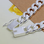 10mm Men's Geometric Chain Bracelet 925 Sterling Silver Noble Fashion Gift