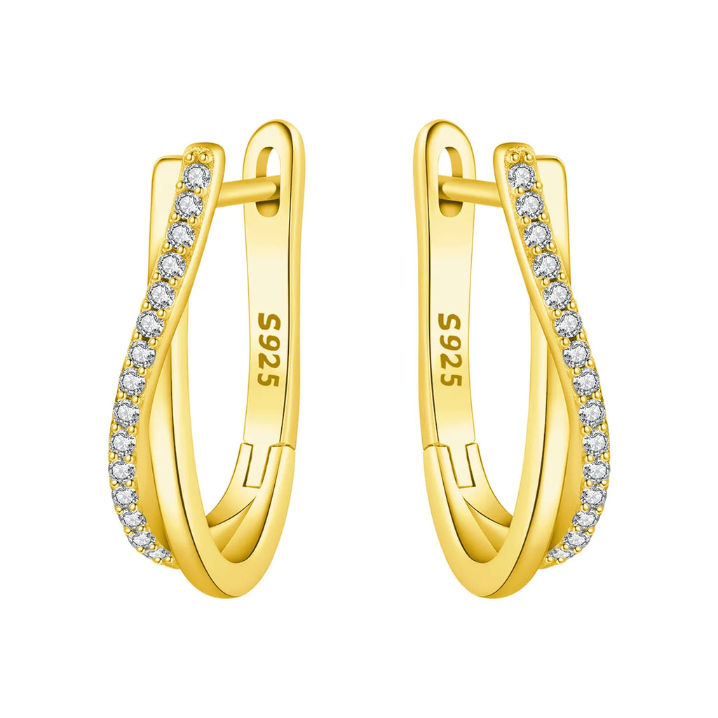 925 Sterling Silver Simple Diamond Shaped Ear Hook Hoop Earrings Jewellery
