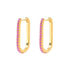 2PCS Stainless Steel Square Huggie Hoop Earrings Cubic Zirconia