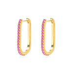 2PCS Stainless Steel Square Huggie Hoop Earrings Cubic Zirconia
