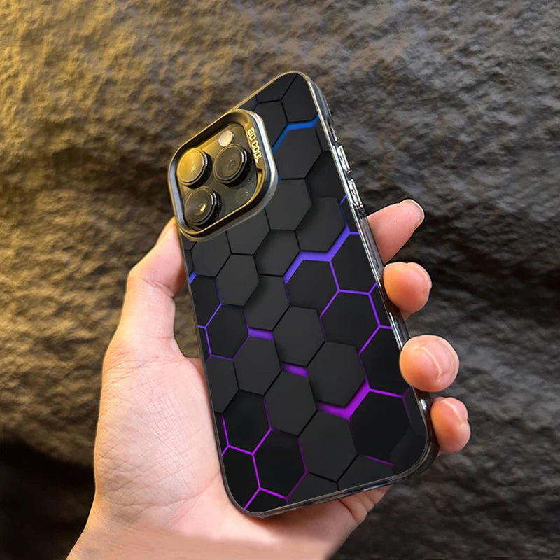 Fashion Honeycomb Building Block IMD Case for iPhone 16 15 14 13 Pro