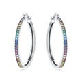 925 Sterling Silver Sparkling Blue Yellow Zircon Hoop Earrings Jewellery Gift