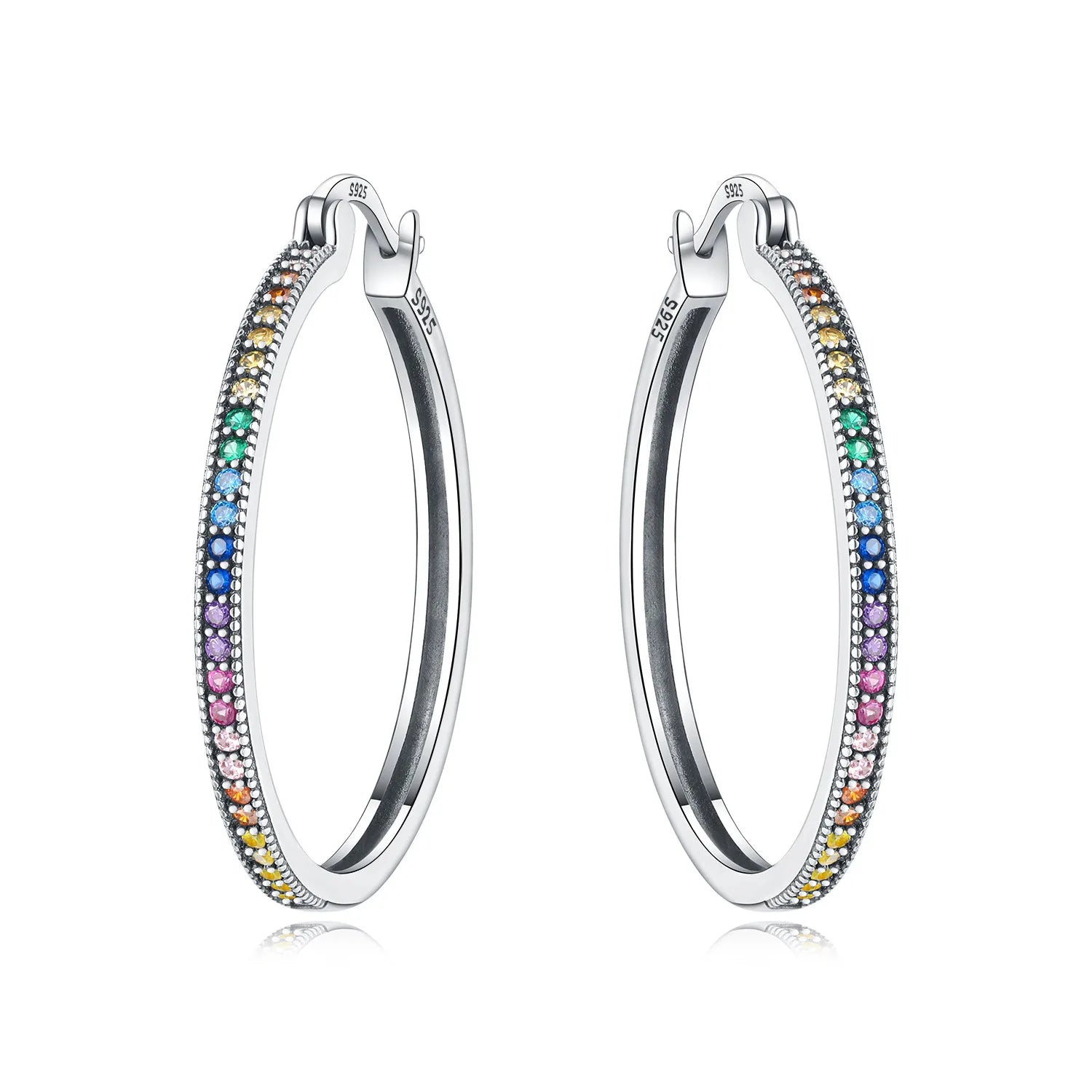 925 Sterling Silver Colourful Wavy Versatile Hoop Earrings Women's Jewellery