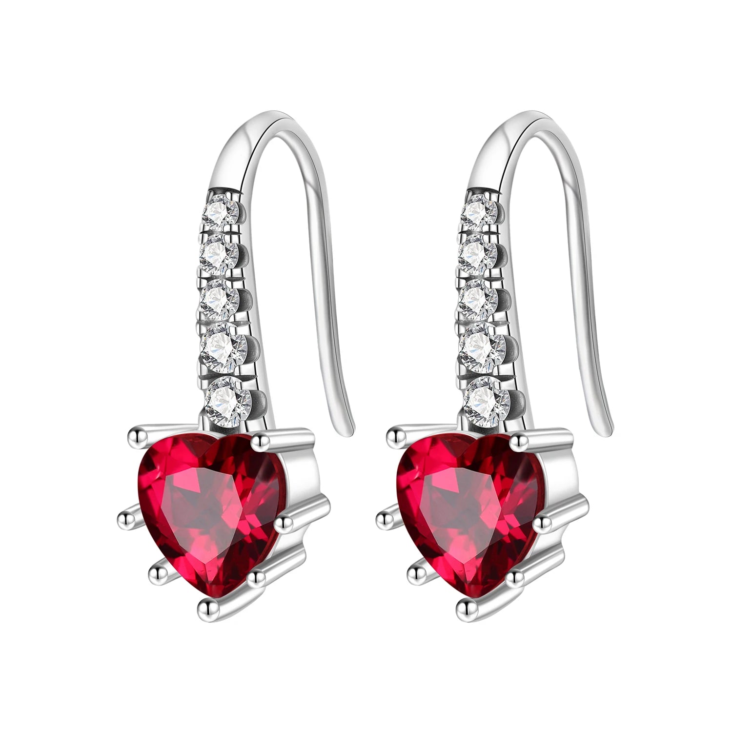 925 Sterling Silver Simple Love Heart Zircon Circle Hoop Earrings Jewellery