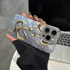 Gold Snake Print Case for iPhone 17 16 15 14 13 12 11 Pro Max Plus 17 Air