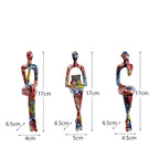 Set of 3 Abstract Figurines Nordic The Thinker Modern Art Sculpture Bookshelf Decor