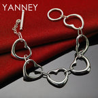 925 Sterling Silver Heart Shaped Bracelet Women Stylish Jewellery Gift