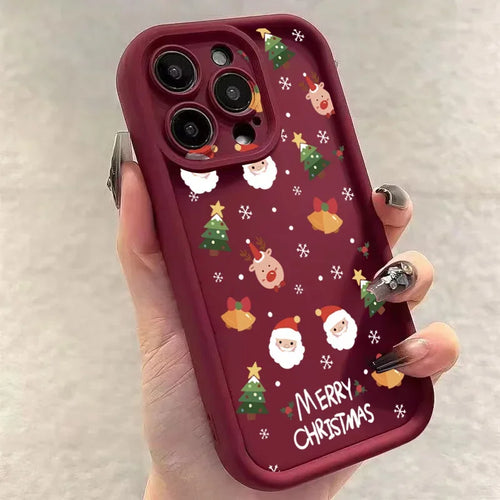 Christmas Santa Elk Case for iPhone 17 16 15 14 13 12 11 Pro Max XR 7 8 Plus