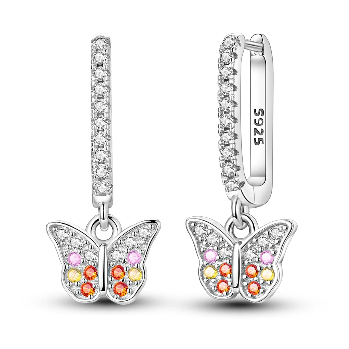 925 Sterling Silver Butterfly Fluttering Insect Drop Earrings Jewellery Gift