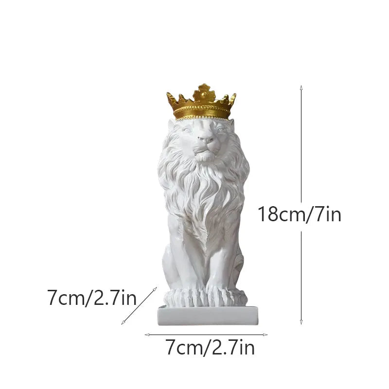 18cm Golden Crown Lion King Statue Nordic Handicraft Office Decoration Art Sculpture