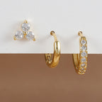 3PCS Sets Exquisite Flower Circle Hoop Earrings 14K Gold Plated